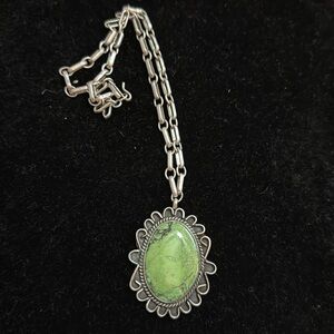 Gaspeite old pawn necklace, 20”